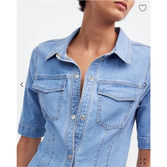 $118 Madewell Denim Seamed Mini Shirtdress in Palermo Wash size 00 m2 - Picture 2 of 9